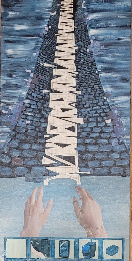 Surrealist painting exploring the theme of derealization